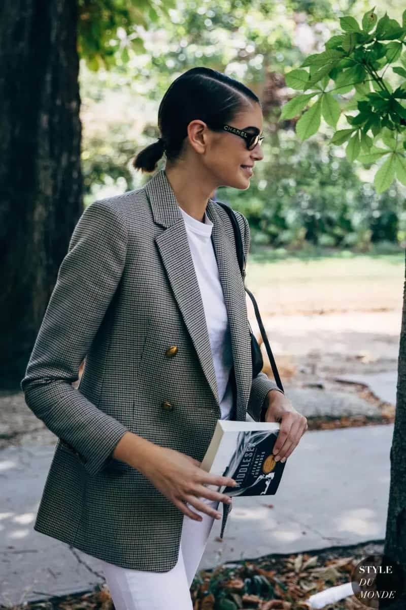 look old money feminino com blazer xadrez 