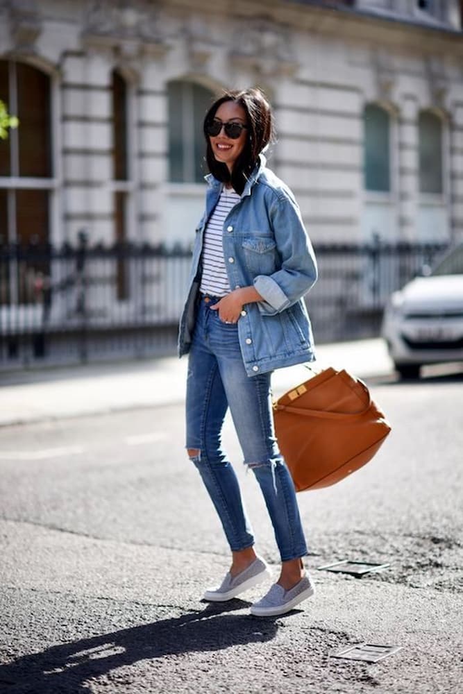 looks com calca e jaqueta jeans casual