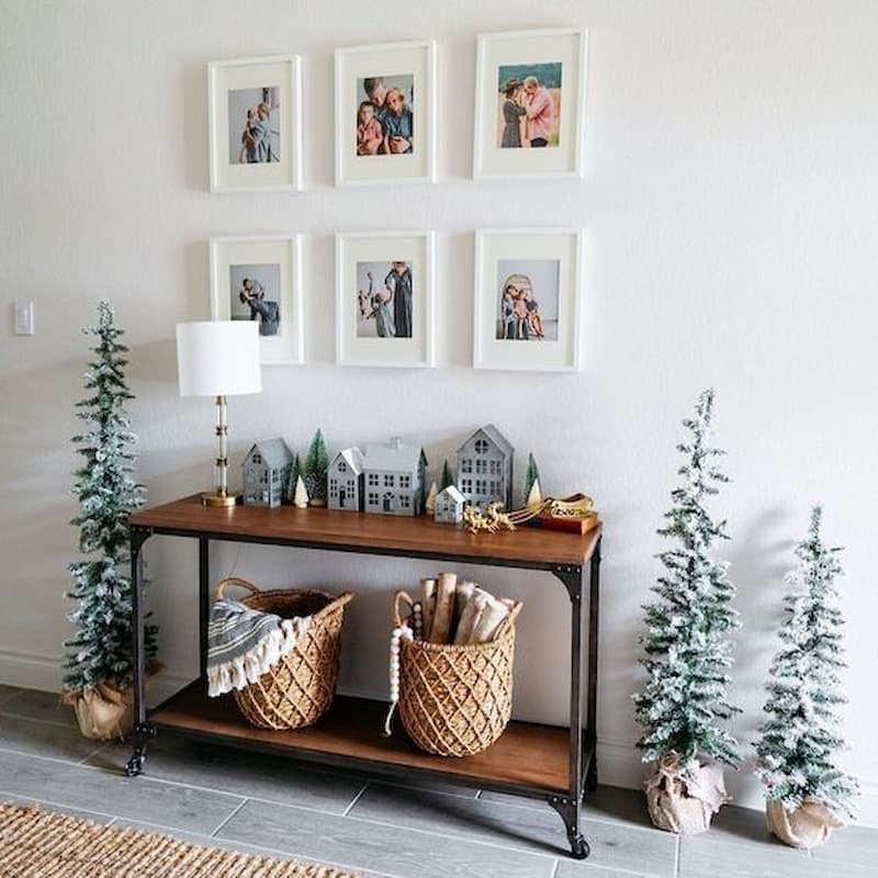 ideia minimalista de decoração de natal para sala