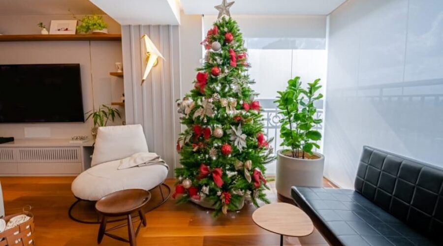 árvore para decoração de natal para varanda de apartamento