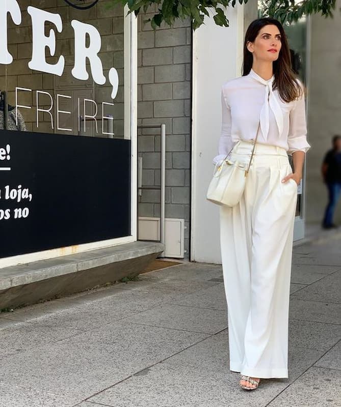 camisa de laço para look todo branco 