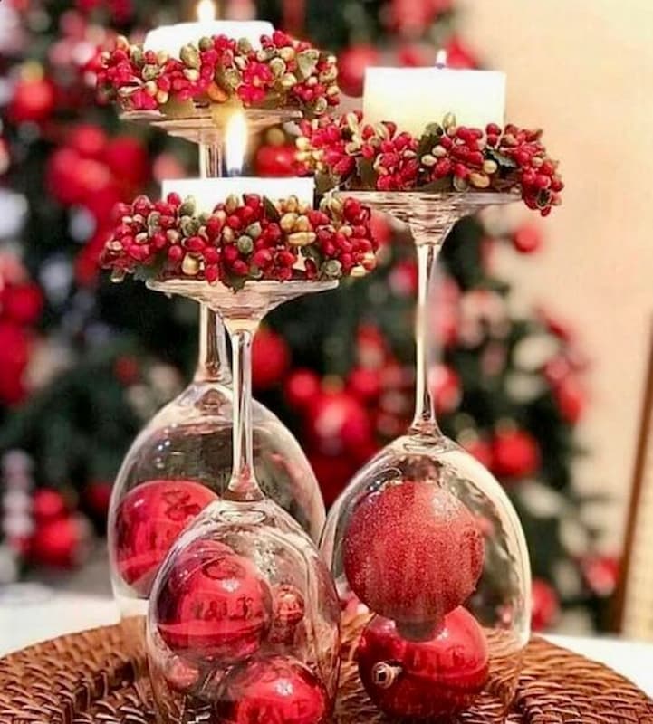 ideia de arranjo simples para decoração de natal para mesa