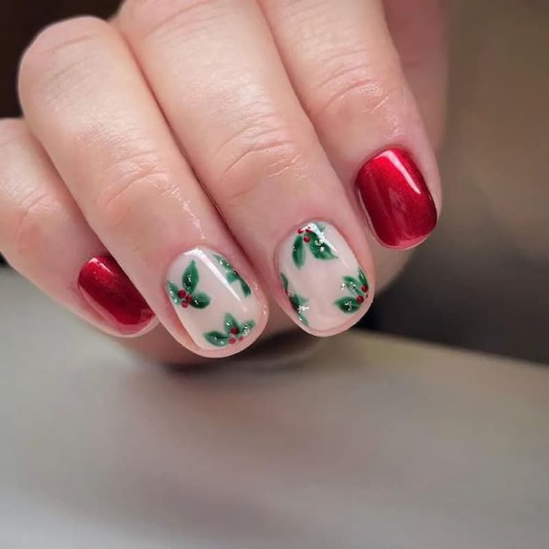 ideia de decoração de unhas para o Natal 