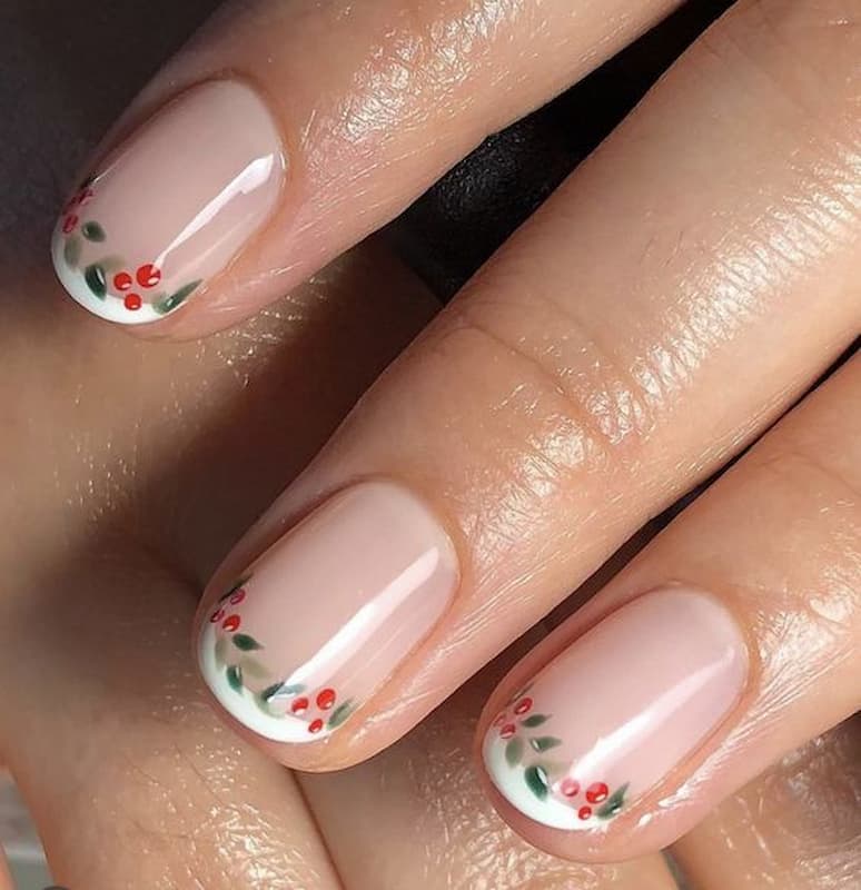 ideia delicada de unhas para natal