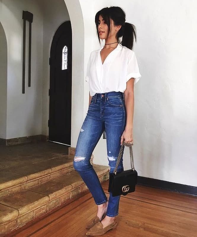 ideia de look com calça skinny para o verão