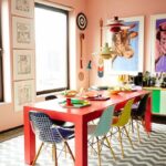 decoração com móveis coloridos para sala de jantar