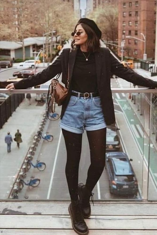 coturno para look com shorts jeans para inverno