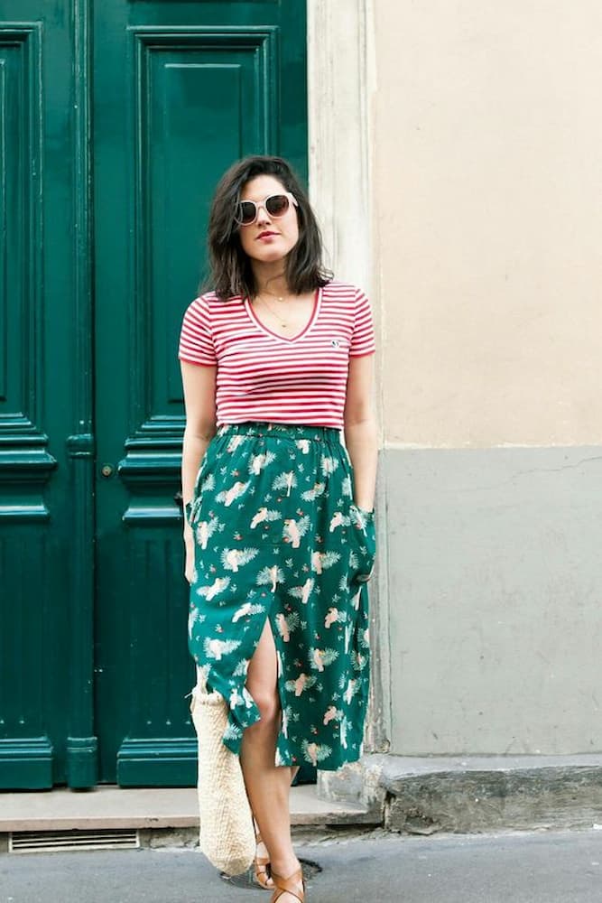 look para almoço de domingo com mix de estampas