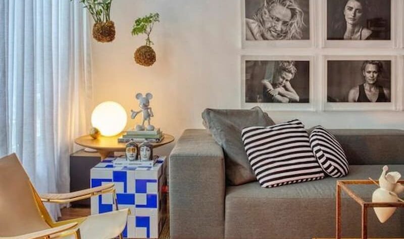 cortina e tapete em cores claras para decoração de casa aconchegante