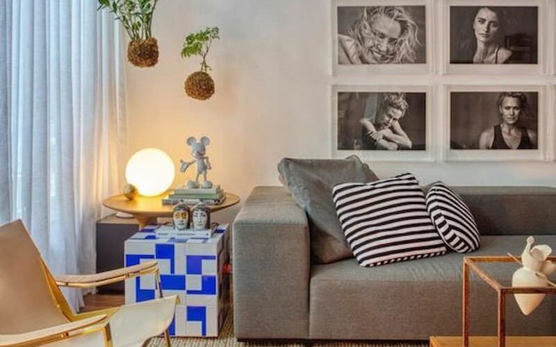 cortina e tapete em cores claras para decoração de casa aconchegante