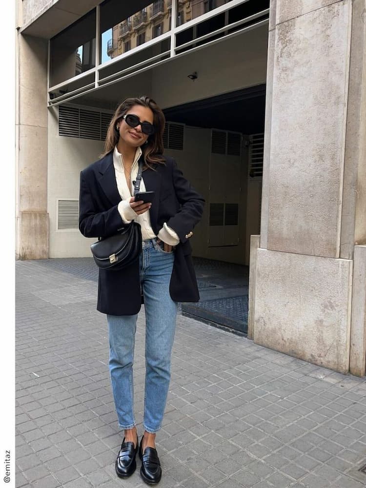 look com mocassim e jeans para trabalhar